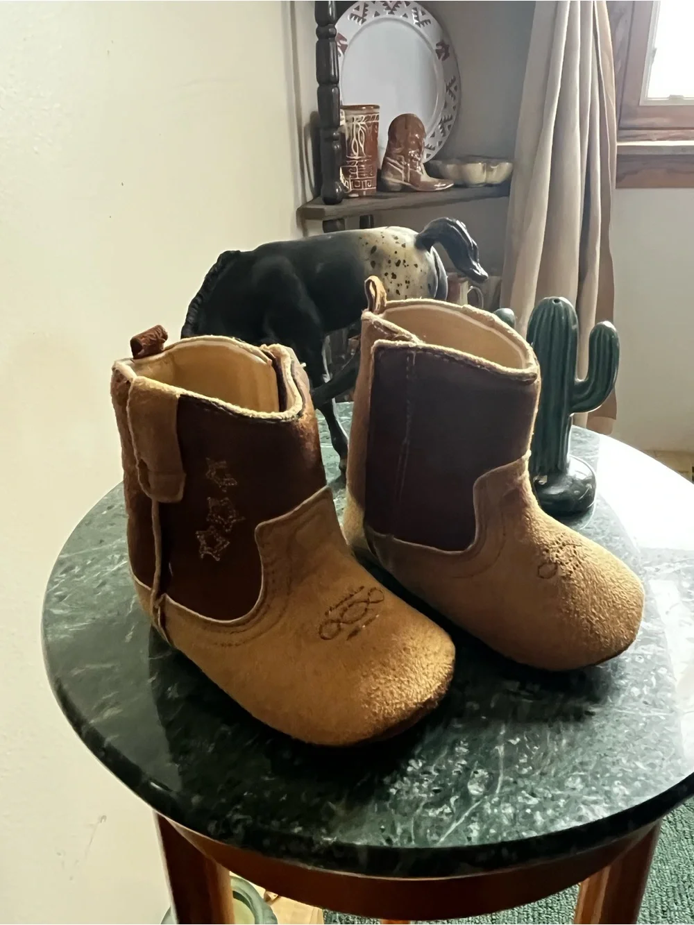Rising Star Tan and Brown Baby Cowboy Booties 6-9 months